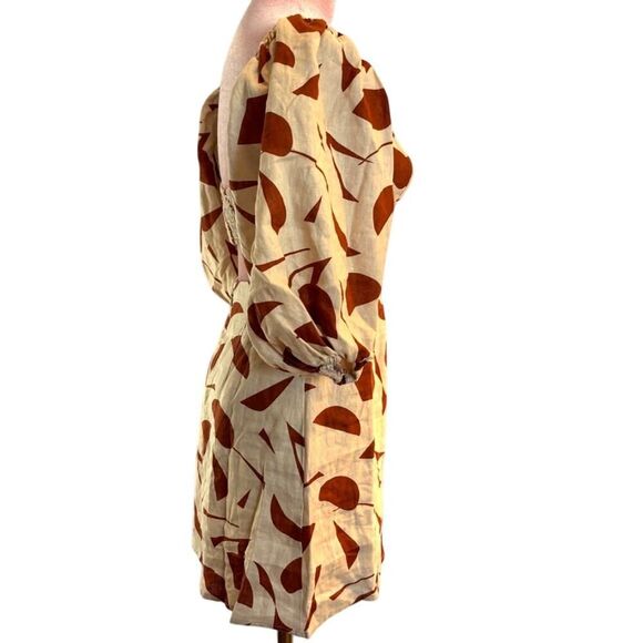 NWOT ASTR the Label Heather Dress Linen Rust Abstract Lined Open Waist XS - Picture 4 of 13